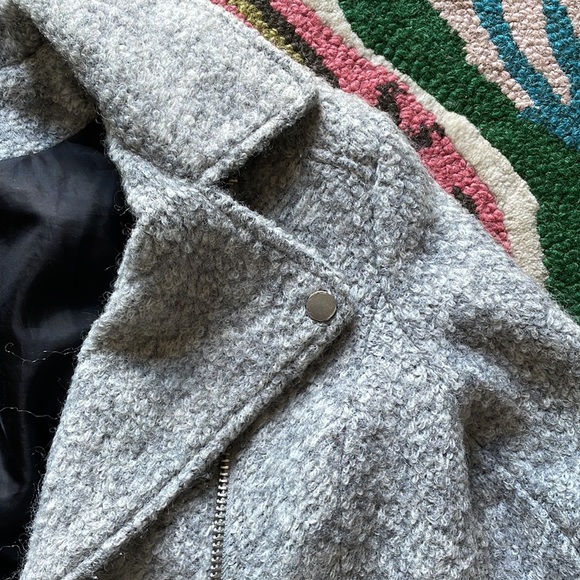 H&M gray boucle moto jacket - Picture 4 of 5